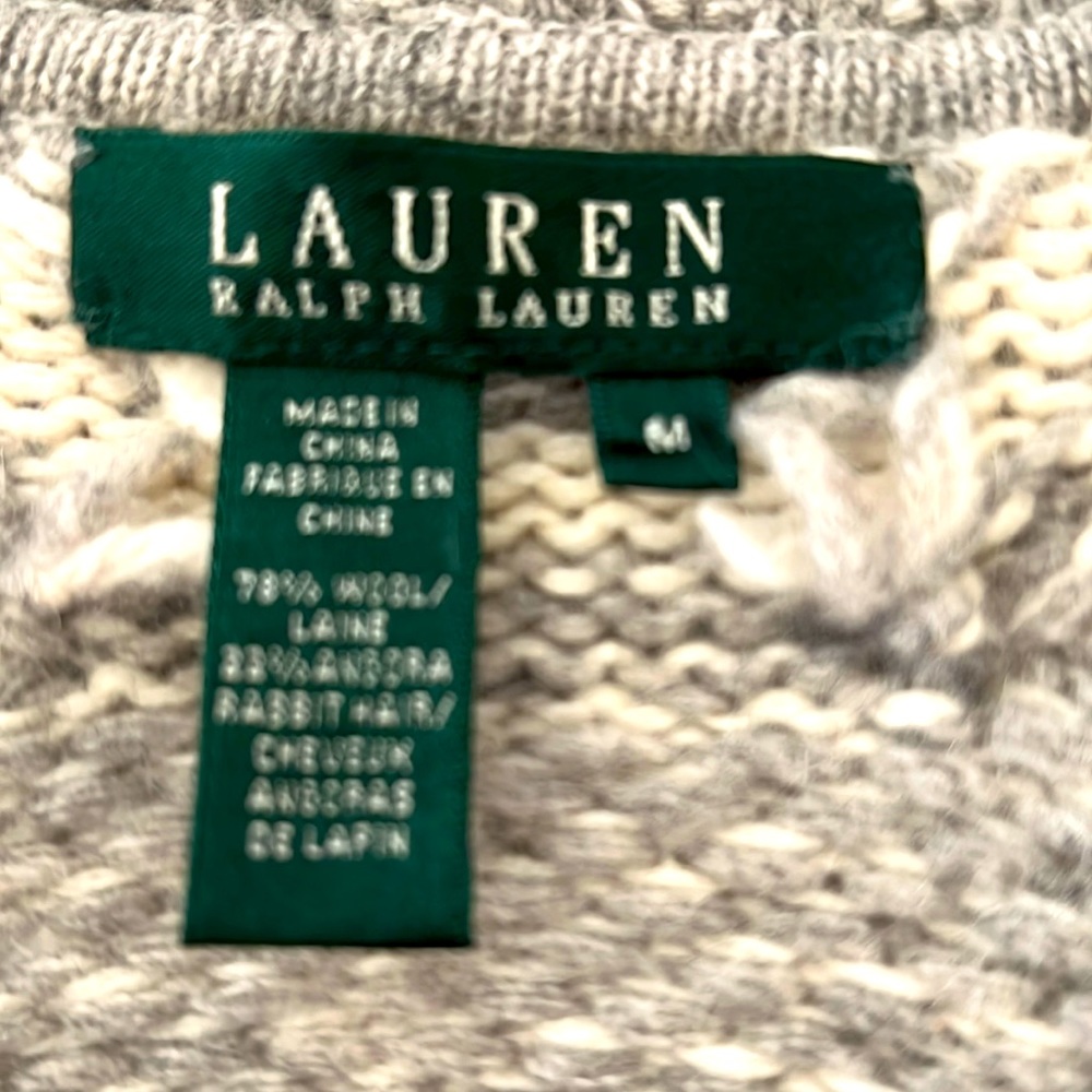 Lauren Ralph Lauren southwestern blanket pattern sweater vest grey ivory M